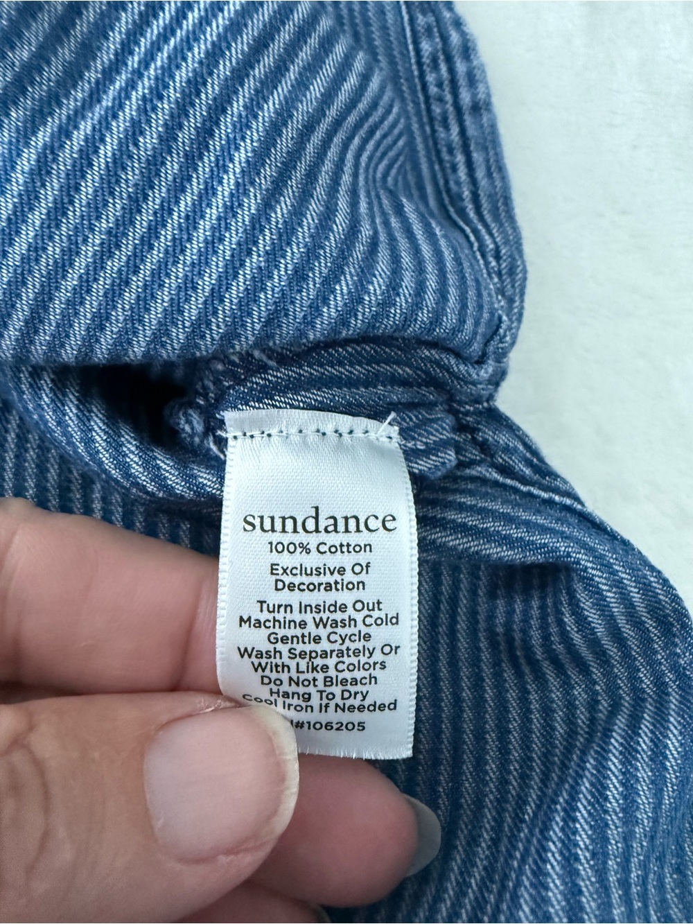 Sundance Kenza Floral Embroidered Tunic Blue Striped Cotton Denim Boho 1X D99 - Picture 7 of 9